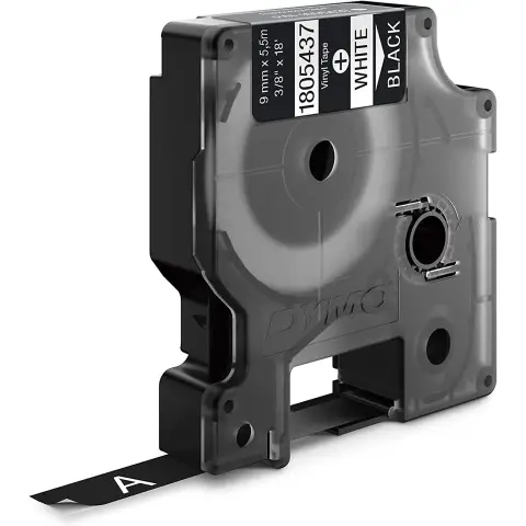Dymo RHINO taĹ›ma winylowa 9mm biaĹ‚a na czarnym